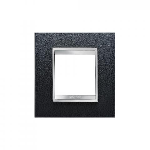 LUX International 2 gang plate - Leather - Black