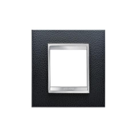 LUX International 2 gang plate - Leather - Black