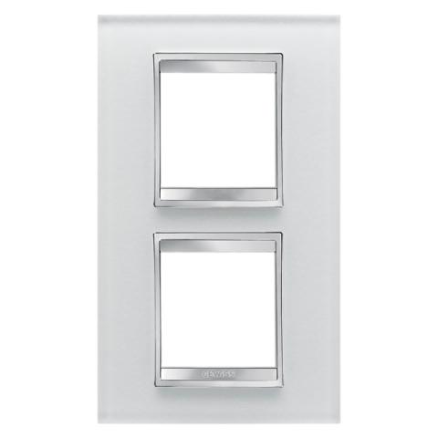 LUX International 2+2 gang vertical plate - Glass - Ice