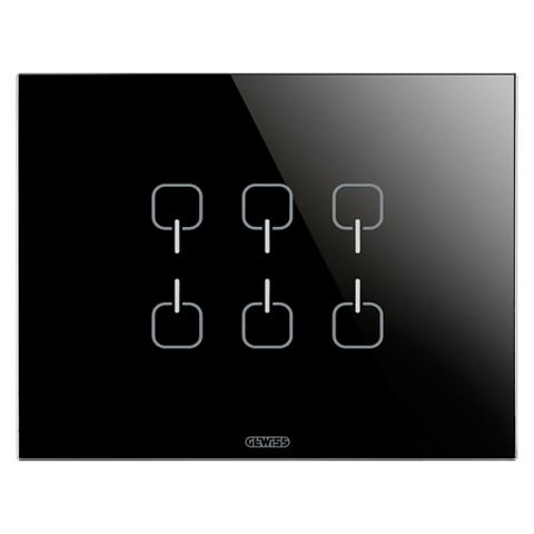 Plate ICE TOUCH KNX - 6 Symbols - Glass - Black 