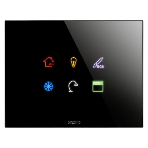Plate ICE TOUCH KNX - 6 Touch zones - Glass - Black