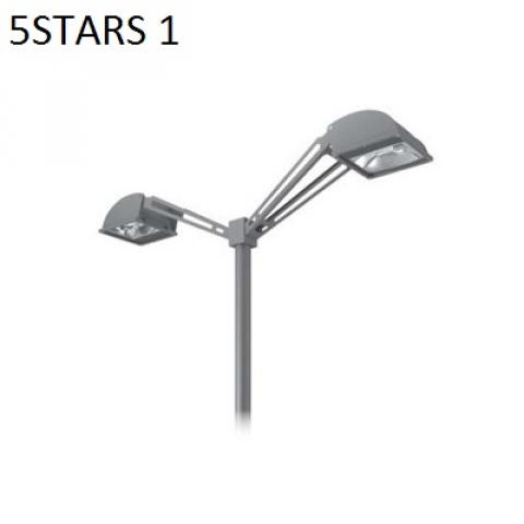 Twin 5STARS1 pole top fitting and outreach arms at 180° for Ø60-76mm poles 