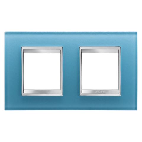 Рамка LUX International 2+2 хоризонтална - стъкло - Aquamarine