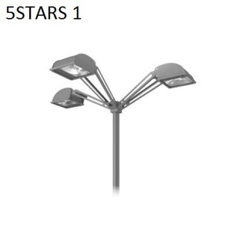 Triple 5STARS1 pole top fitting and outreach arms at 90° for Ø60-76mm poles 