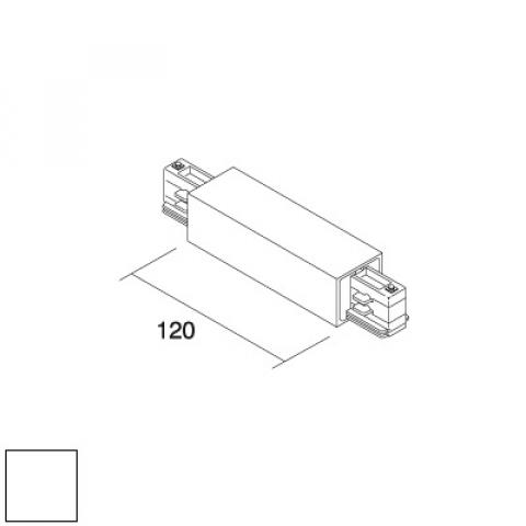 Central connector with straight joint for LKM Square track - white