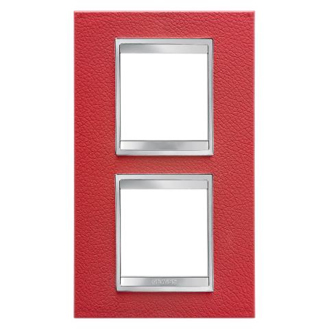 LUX International 2+2 gang vertical plate - Leather - Ruby