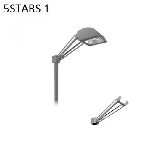 Single 5STARS 1 pole top fitting and outreach arm for Ø60-76mm poles 
