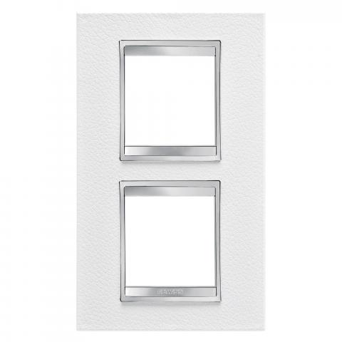 LUX International 2+2 gang vertical plate - Leather - White