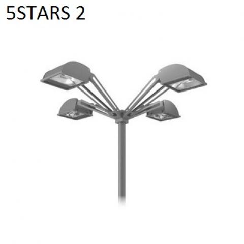 4x 5STARS2 pole top fitting and outreach arms at 90° for Ø60-76mm poles 