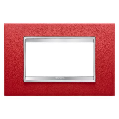 LUX plate - 4 gang - Leather - Ruby