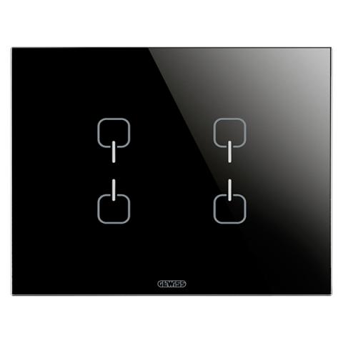 Plate ICE TOUCH KNX - 4 Symbols - Glass - Black 