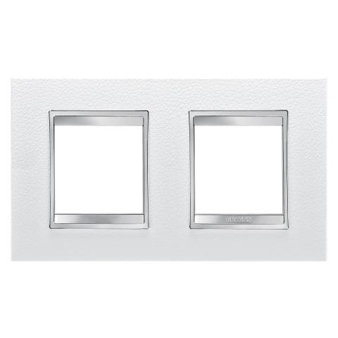 LUX International 2+2 gang horizontal plate - Leather - White