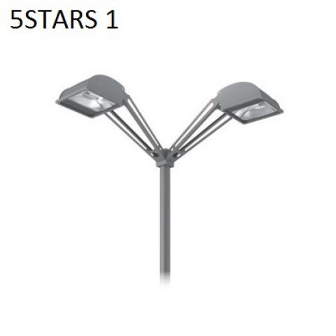 Twin 5STARS 1 pole top fitting and outreach arms at 90° for Ø60-76mm poles 