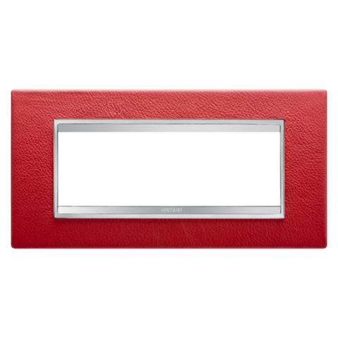 LUX plate - 6 gang - Leather - Ruby