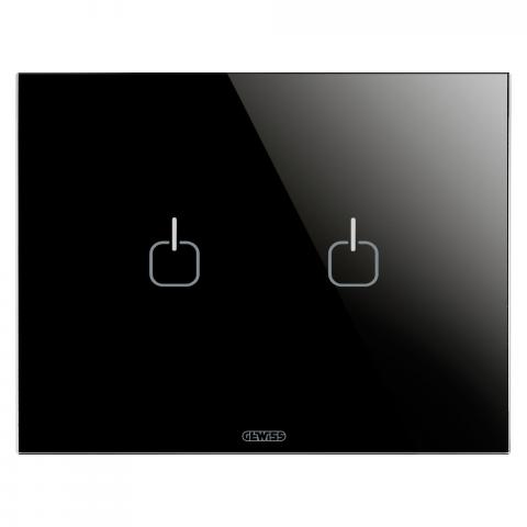 PLATE Ice Touch - 2 Symbols - Glass - Black